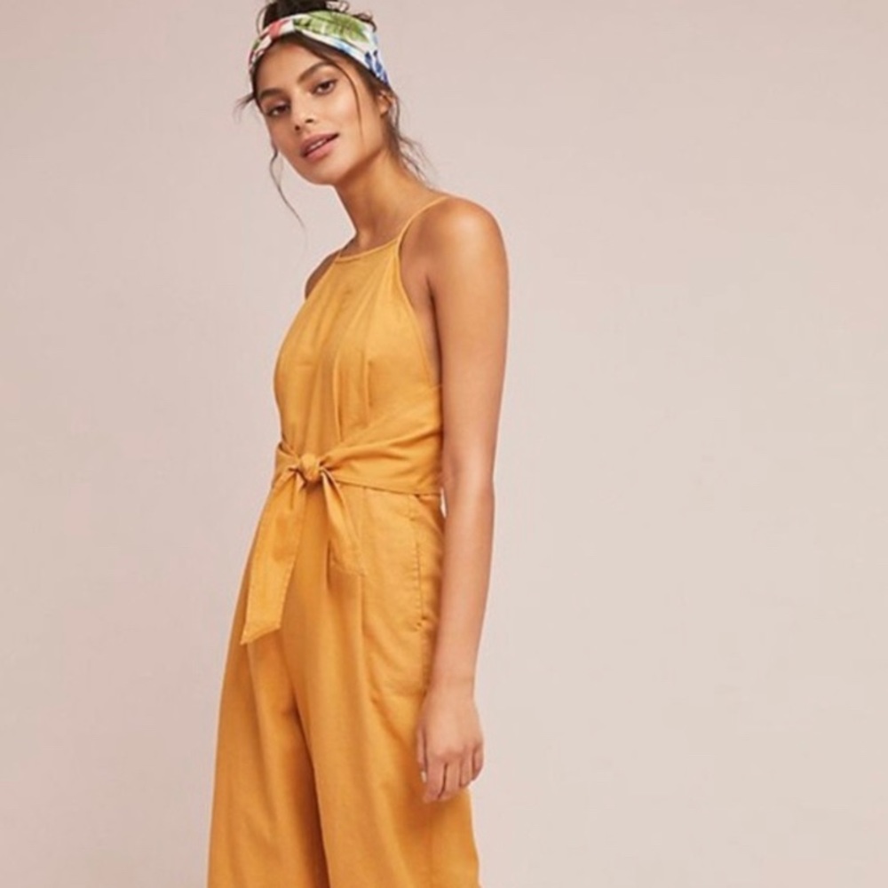 Anthropologie Linen Jumpsuit